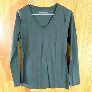 Eddie Bauer Army Green Basic Tee Top Long Sleeve